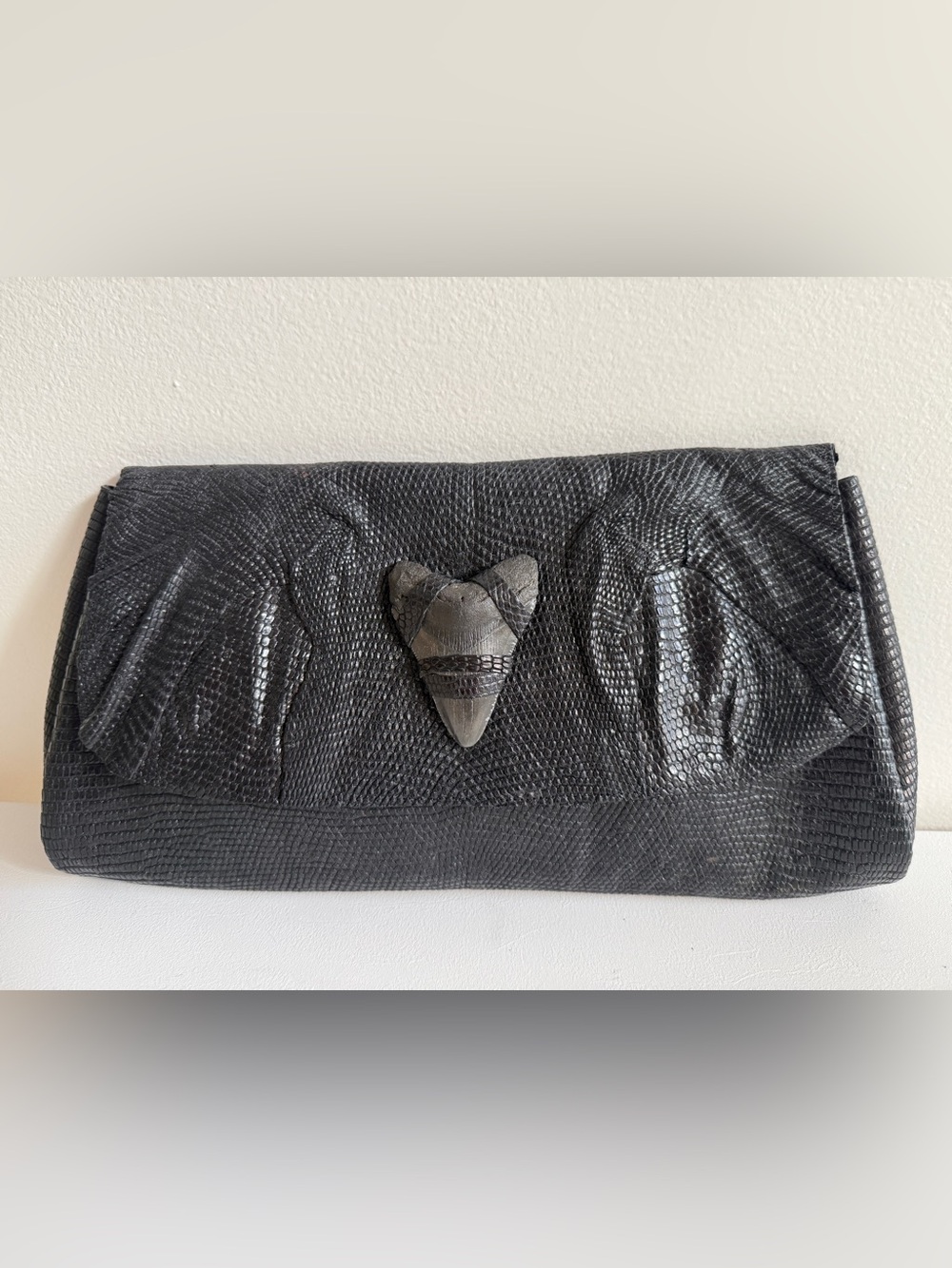DEBORAH BARNET Black Lizard Clutch